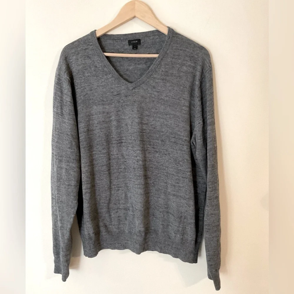 J Crew V-Neck Pullover Sweater, 100% Cotton, Size Large​​​​​​​​